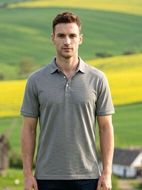 Dunning Golf  Men's Gray Micro-Pattern Polo Shirt New with tags